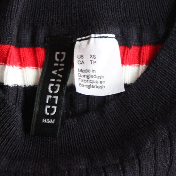 Cropped Ribbed Long Sleeve With Red, Blue and White Stripes - Picture 6 of 6